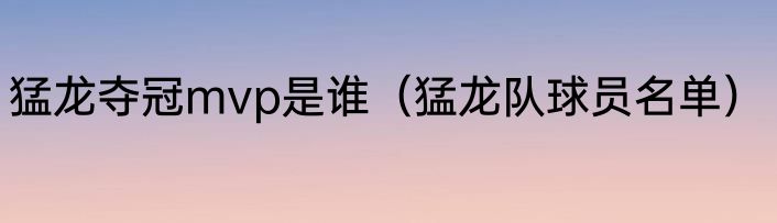 猛龙夺冠mvp是谁（猛龙队球员名单）