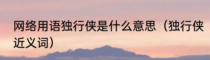 网络用语独行侠是什么意思（独行侠近义词）