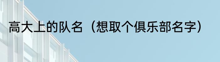 高大上的队名（想取个俱乐部名字）