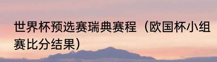 世界杯预选赛瑞典赛程（欧国杯小组赛比分结果）