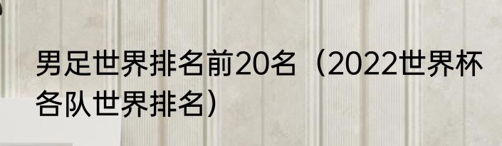 男足世界排名前20名（2022世界杯各队世界排名）