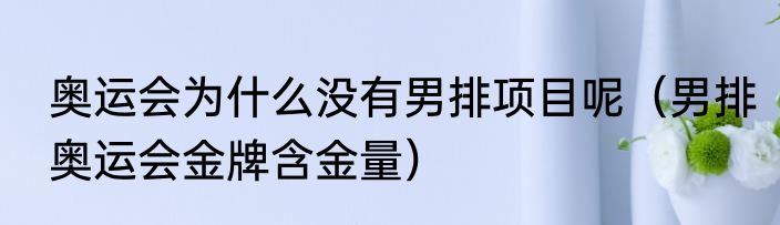 奥运会为什么没有男排项目呢（男排奥运会金牌含金量）