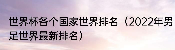 世界杯各个国家世界排名（2022年男足世界最新排名）