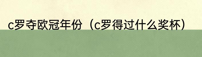 c罗夺欧冠年份（c罗得过什么奖杯）