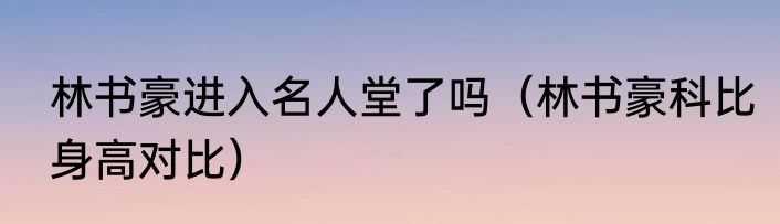 林书豪进入名人堂了吗（林书豪科比身高对比）