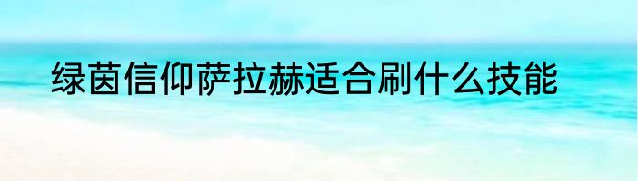 绿茵信仰萨拉赫适合刷什么技能