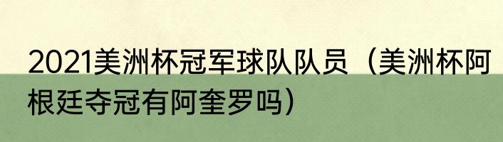 2021美洲杯冠军球队队员（美洲杯阿根廷夺冠有阿奎罗吗）