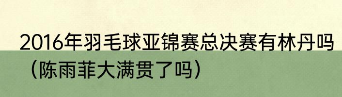 2016年羽毛球亚锦赛总决赛有林丹吗（陈雨菲大满贯了吗）
