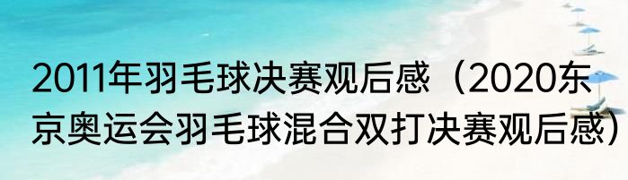 2011年羽毛球决赛观后感（2020东京奥运会羽毛球混合双打决赛观后感）