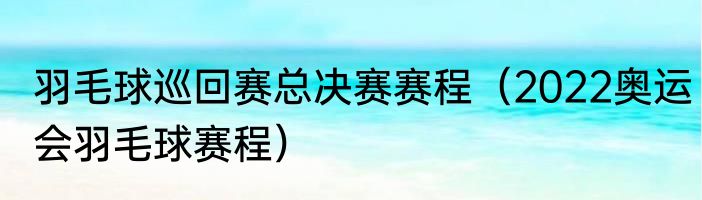 羽毛球巡回赛总决赛赛程（2022奥运会羽毛球赛程）