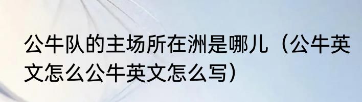 公牛队的主场所在洲是哪儿（公牛英文怎么公牛英文怎么写）