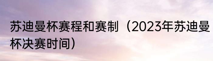 苏迪曼杯赛程和赛制（2023年苏迪曼杯决赛时间）