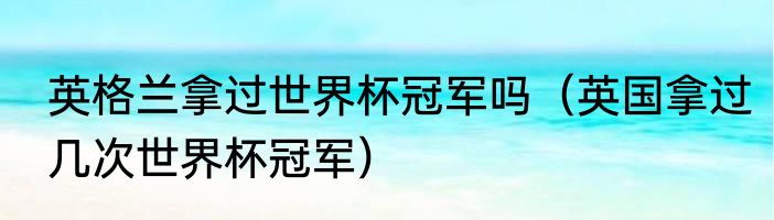 英格兰拿过世界杯冠军吗（英国拿过几次世界杯冠军）