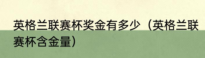 英格兰联赛杯奖金有多少（英格兰联赛杯含金量）
