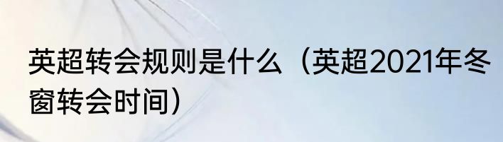 英超转会规则是什么（英超2021年冬窗转会时间）