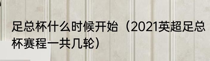 足总杯什么时候开始（2021英超足总杯赛程一共几轮）