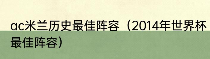 ac米兰历史最佳阵容（2014年世界杯最佳阵容）
