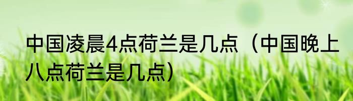 中国凌晨4点荷兰是几点（中国晚上八点荷兰是几点）