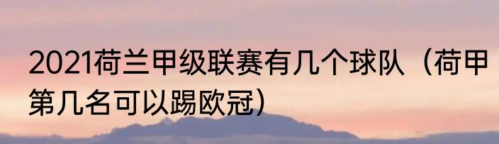 2021荷兰甲级联赛有几个球队（荷甲第几名可以踢欧冠）