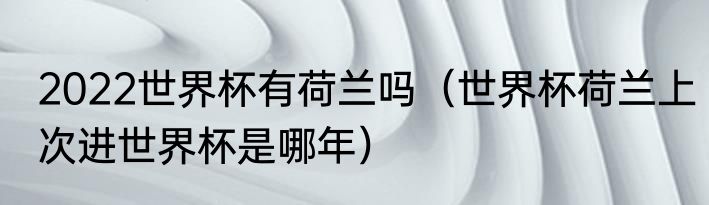 2022世界杯有荷兰吗（世界杯荷兰上次进世界杯是哪年）