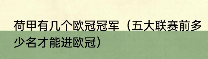 荷甲有几个欧冠冠军（五大联赛前多少名才能进欧冠）