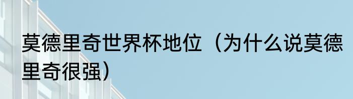 莫德里奇世界杯地位（为什么说莫德里奇很强）