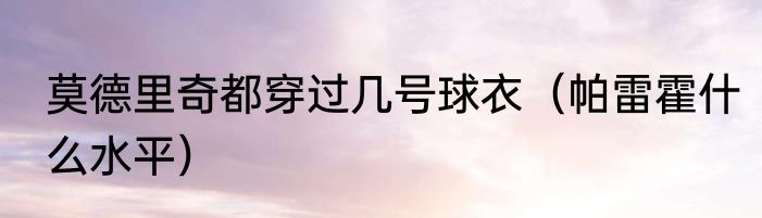 莫德里奇都穿过几号球衣（帕雷霍什么水平）