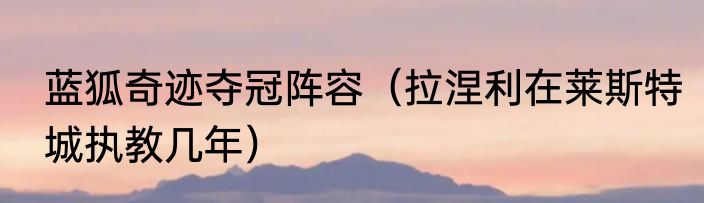 蓝狐奇迹夺冠阵容（拉涅利在莱斯特城执教几年）