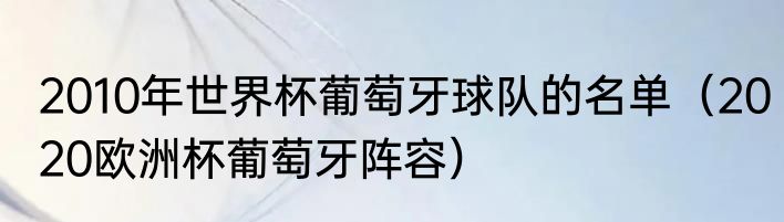 2010年世界杯葡萄牙球队的名单（2020欧洲杯葡萄牙阵容）