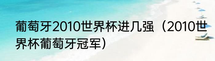 葡萄牙2010世界杯进几强（2010世界杯葡萄牙冠军）