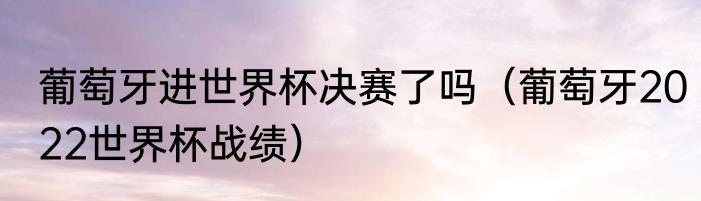 葡萄牙进世界杯决赛了吗（葡萄牙2022世界杯战绩）