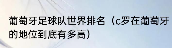 葡萄牙足球队世界排名（c罗在葡萄牙的地位到底有多高）