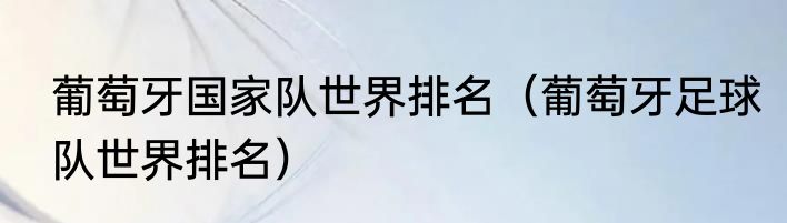 葡萄牙国家队世界排名（葡萄牙足球队世界排名）