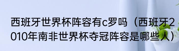 西班牙世界杯阵容有c罗吗（西班牙2010年南非世界杯夺冠阵容是哪些人）