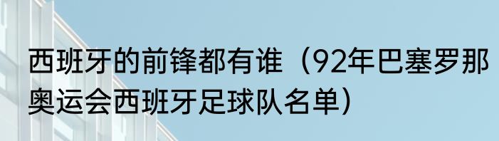 西班牙的前锋都有谁（92年巴塞罗那奥运会西班牙足球队名单）