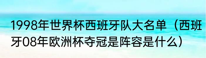 1998年世界杯西班牙队大名单（西班牙08年欧洲杯夺冠是阵容是什么）