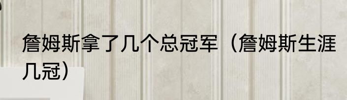 詹姆斯拿了几个总冠军（詹姆斯生涯几冠）