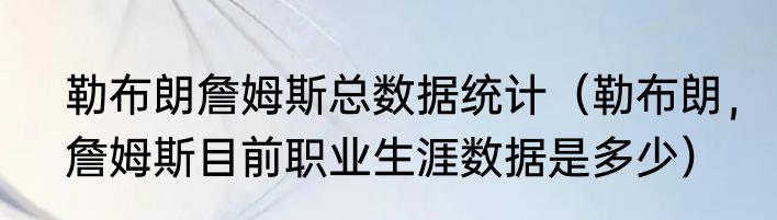 勒布朗詹姆斯总数据统计（勒布朗，詹姆斯目前职业生涯数据是多少）