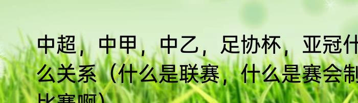 中超，中甲，中乙，足协杯，亚冠什么关系（什么是联赛，什么是赛会制比赛啊）
