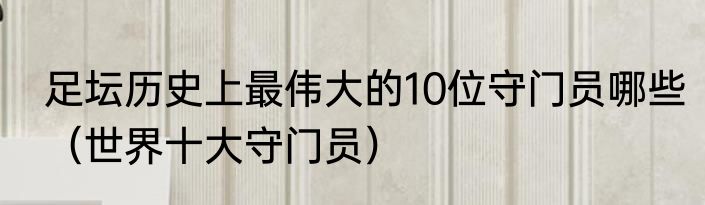 足坛历史上最伟大的10位守门员哪些（世界十大守门员）