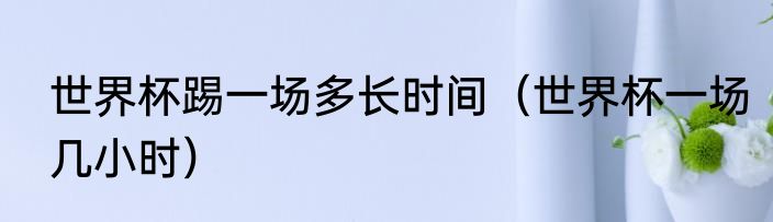 世界杯踢一场多长时间（世界杯一场几小时）