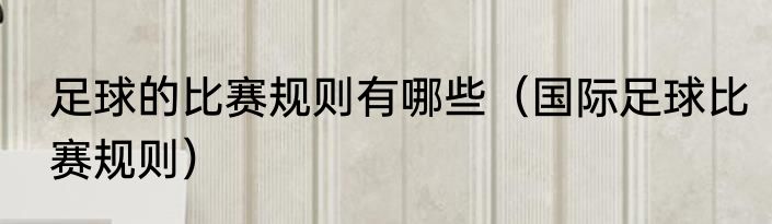 足球的比赛规则有哪些（国际足球比赛规则）