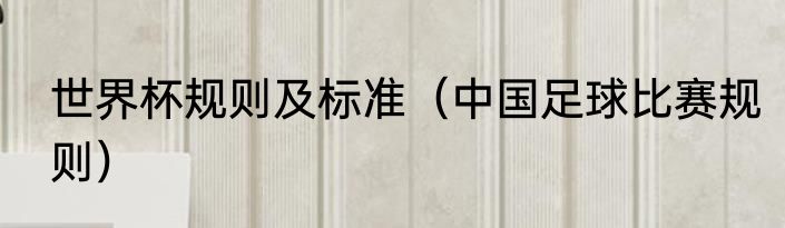 世界杯规则及标准（中国足球比赛规则）