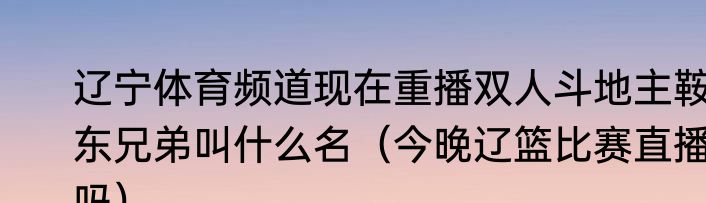 辽宁体育频道现在重播双人斗地主鞍东兄弟叫什么名（今晚辽篮比赛直播吗）