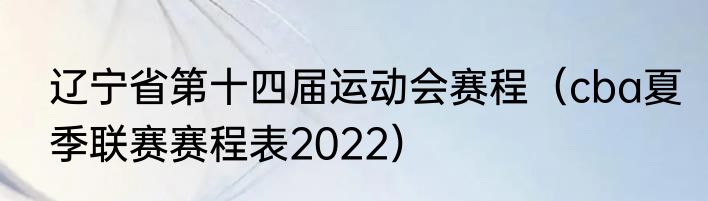 辽宁省第十四届运动会赛程（cba夏季联赛赛程表2022）