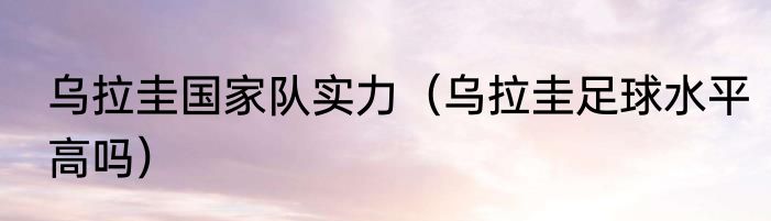 乌拉圭国家队实力（乌拉圭足球水平高吗）