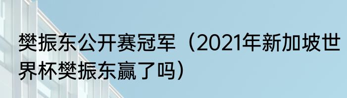 樊振东公开赛冠军（2021年新加坡世界杯樊振东赢了吗）
