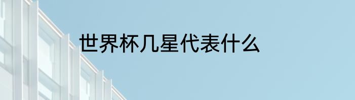 世界杯几星代表什么
