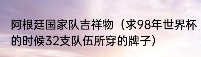 阿根廷国家队吉祥物（求98年世界杯的时候32支队伍所穿的牌子）