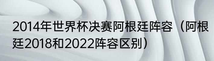 2014年世界杯决赛阿根廷阵容（阿根廷2018和2022阵容区别）